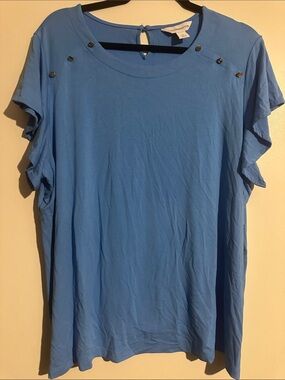 Liz Claiborne Blue Short Sleeve Top with Stud Details